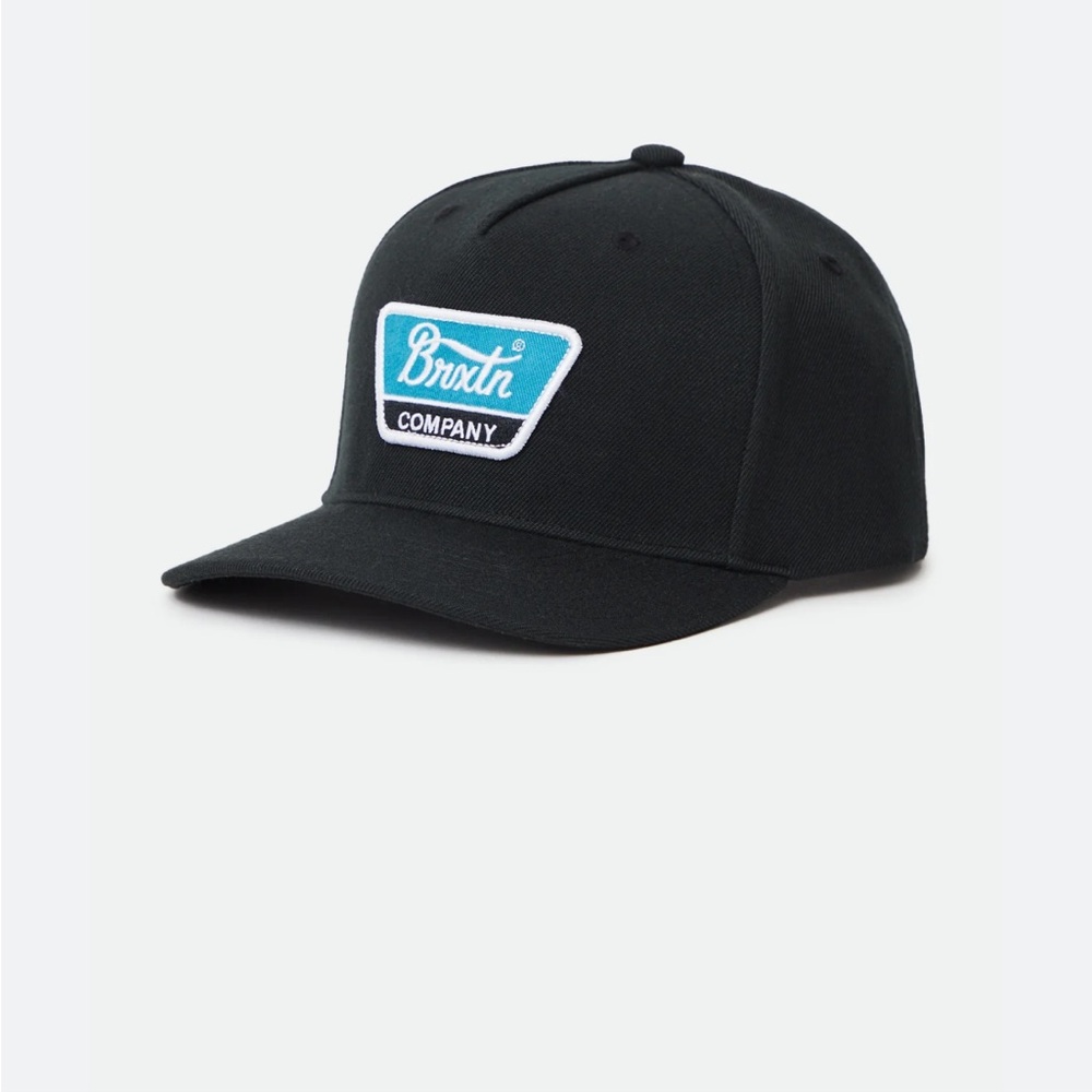 Brixton Linwood C snapback hat black teal retro casual embroidered logo NWT